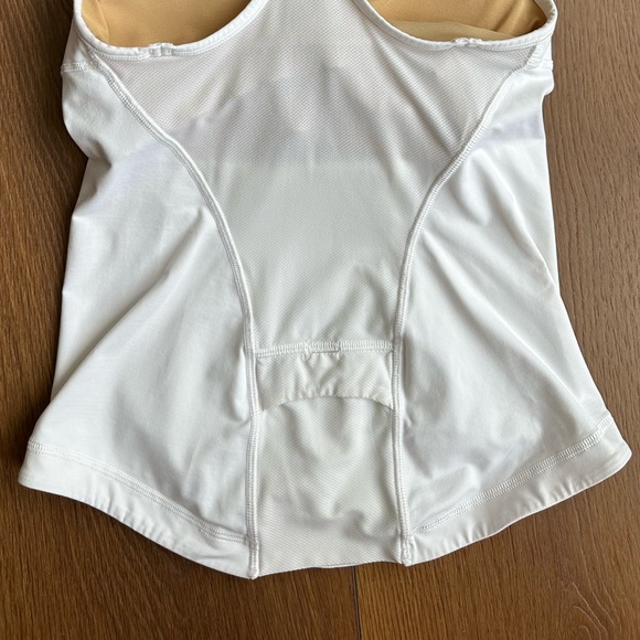 White Racerback Athletic Tank with Nude Lining & pocket on lower back - Picture 7 of 10